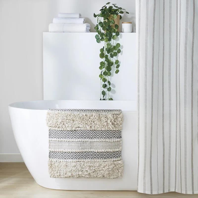 INK+IVY Asher Cotton Blend Bath Rug with Non-Slip Backing