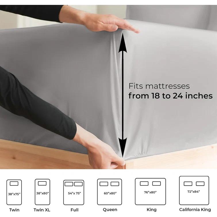 CGK Linens 6 Piece Extra Deep Pocket Ultra Soft & Cooling Sheet Set