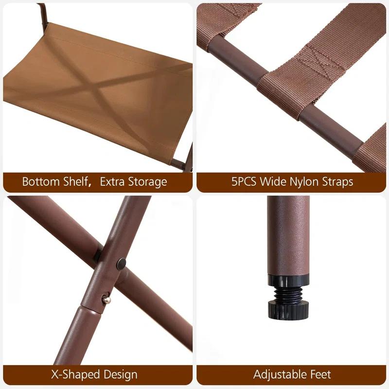 MEBROT Set Of 2, Foldable Suitcase Stands For Guest Room, Metal Luggage Holder With Storage Shelf For Bedroom, Hotel, Easy Assemble