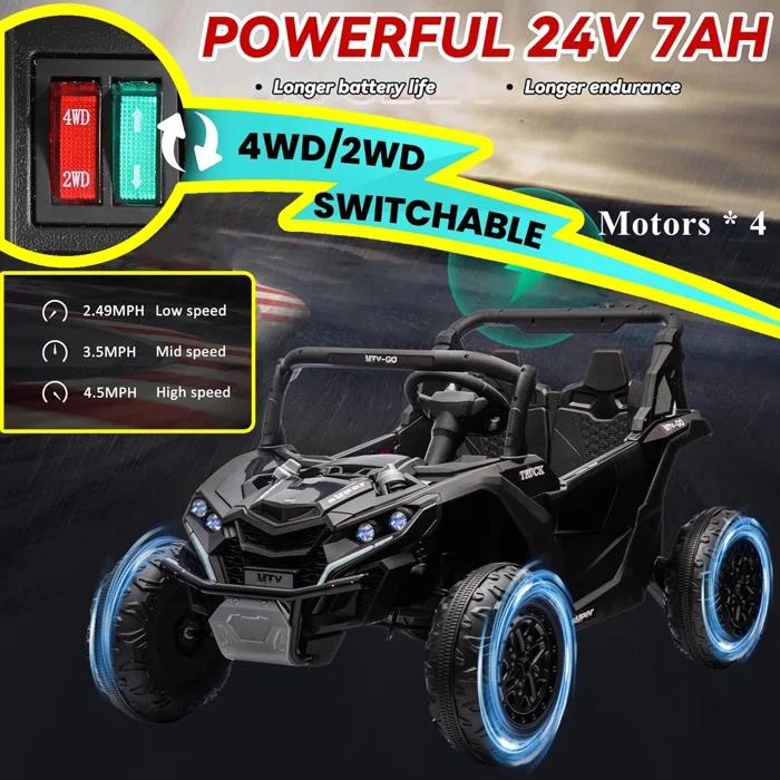 Ancheer 24V 7AH Real 2 Seater Ride On Toys For Big Kids W/ 20" Large Seat, Ride On UTV W/Remote Control, Bluetooth, 2X200W Powerful Motors, MP3, Lights, 4.5 Mph Max Speed, Power Car Wheels