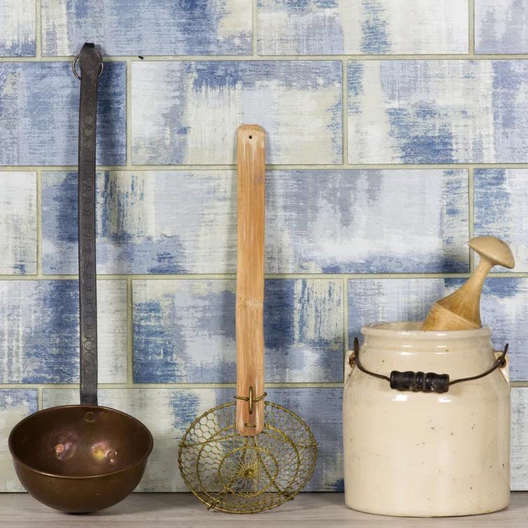 Abolos Nature 4 in. x 16 in. Marble Look Glass Straight Edge Large Format Subway Decorative Kitchen & Bathroom Wall Tile