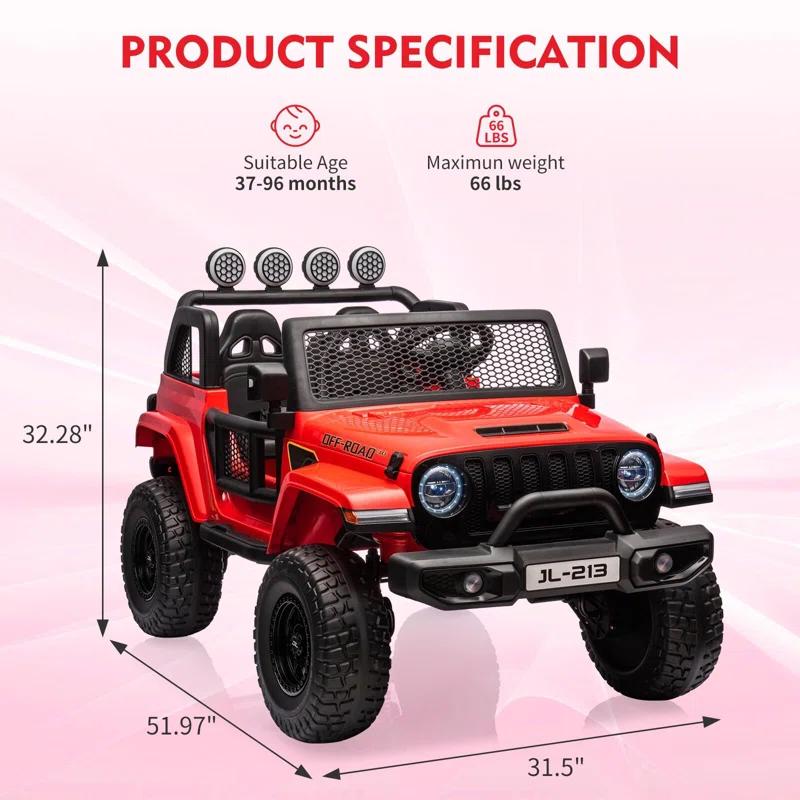 Hetoy 24V 7AH 2 Seater Kids Ride On Truck Car Electric Vehicles For Toddles 2WD/4WD Switchable Battery Powered Cars With Remote Control