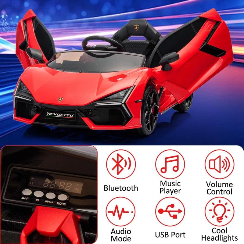 Hetoy 12V Kids Ride On Car, Licensed Lamborghini Revuelto Electric Car For Kids