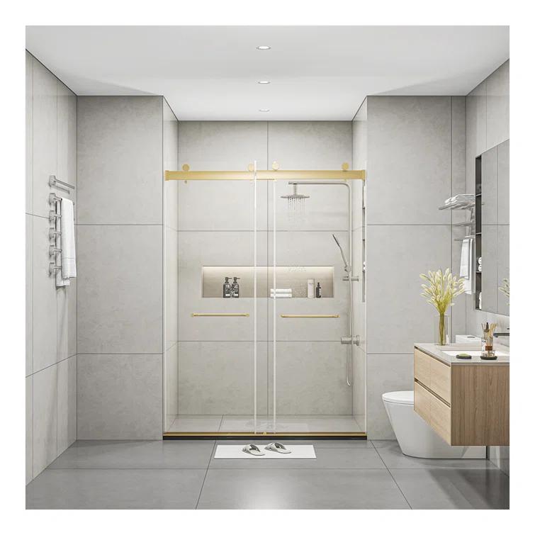 Dimorphos Frameless Sliding Glass Shower Doors with 3/8"(10mm) Clear Tempered Glass 11DD701957Q