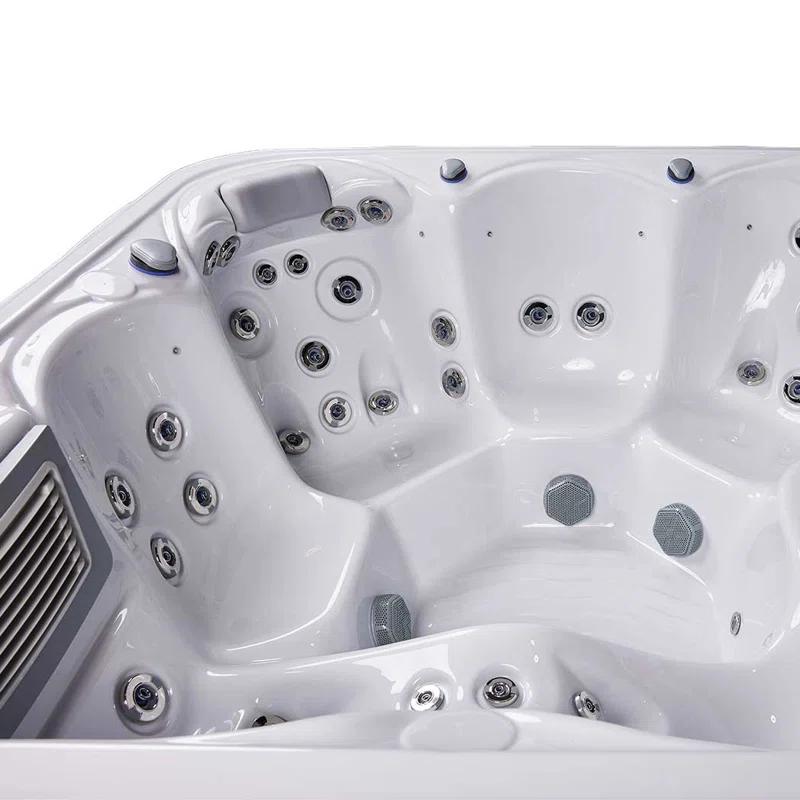 Buenospa New York 6 - Person 49 - Jet Acrylic Square Hot Tub with Ozonator and Cover in White
