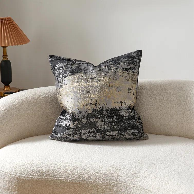 THE-TINOART Glam Jacquard & Velvet Throw Square Accent Pillow Cover 20"x20" 1Piece