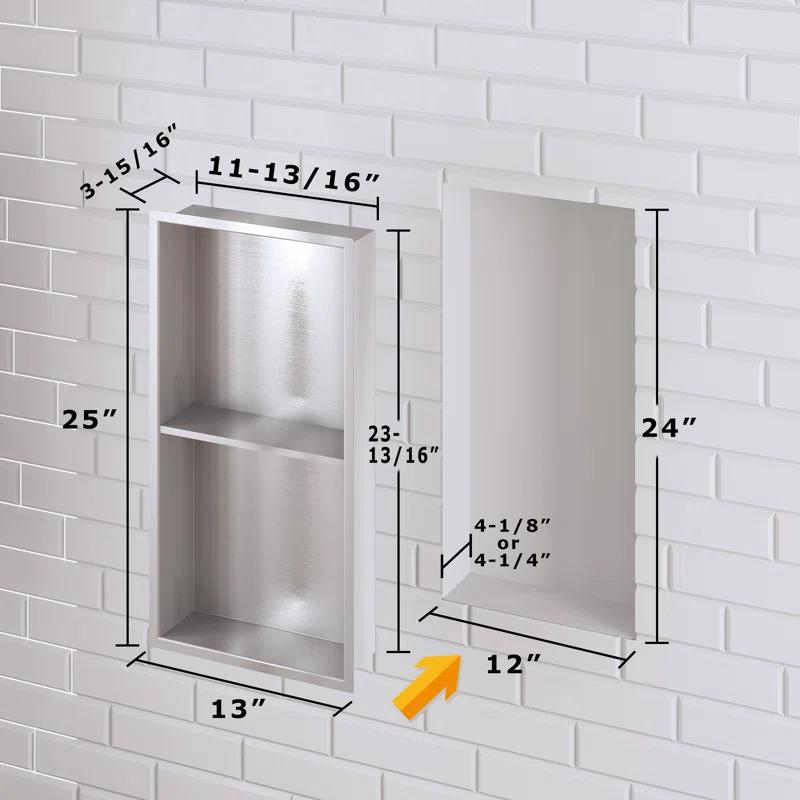 Double Layer Recessed Shower Niche No Tile Needed
