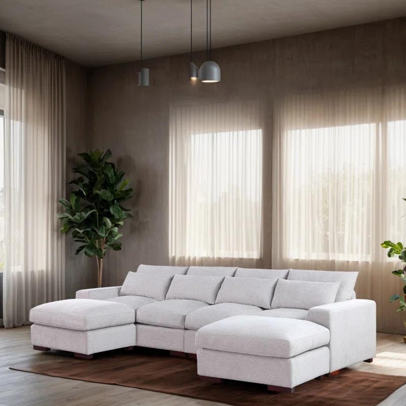 Biaggio Linen Blend Sectional with 2 Ottomans,Sectional Couch