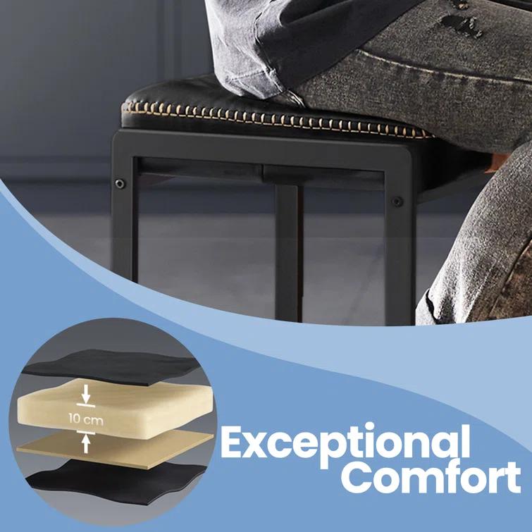 VASAGLE Bar Stools Set of 2, Counter Height Bar Stools, Synthetic Leather with Stitching (Set of 2)