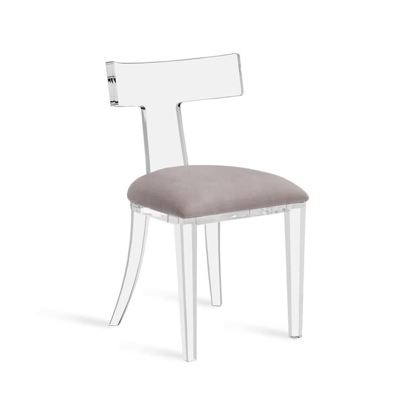 Tristan Velvet Upholstered Wingback Side Chair in Clear