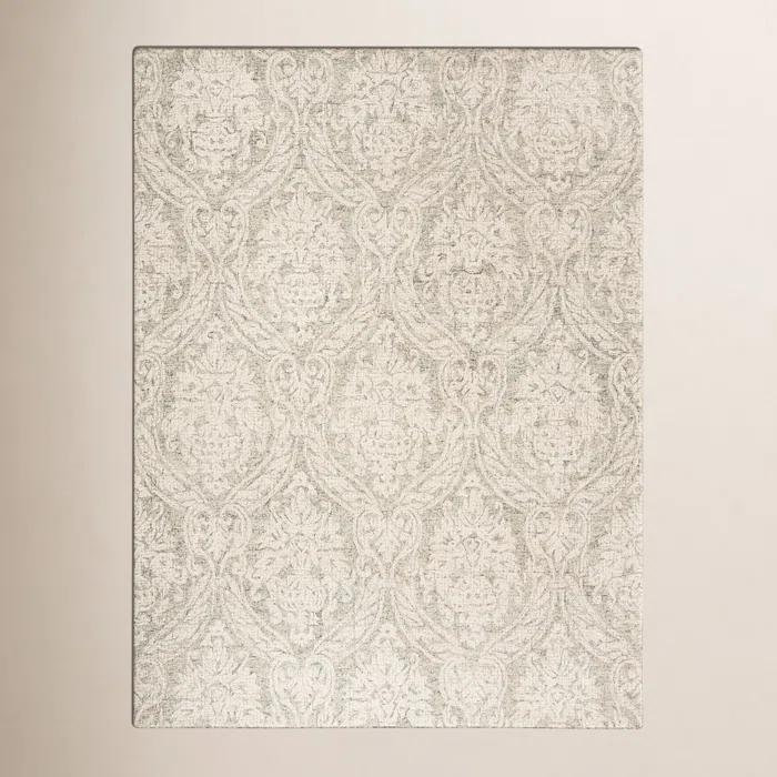Rosemarie Abstract Handmade Tufted Wool Gray/Ivory Area Rug