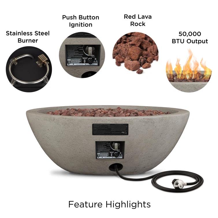 Fernanda Fire Bowl - Gray / Round