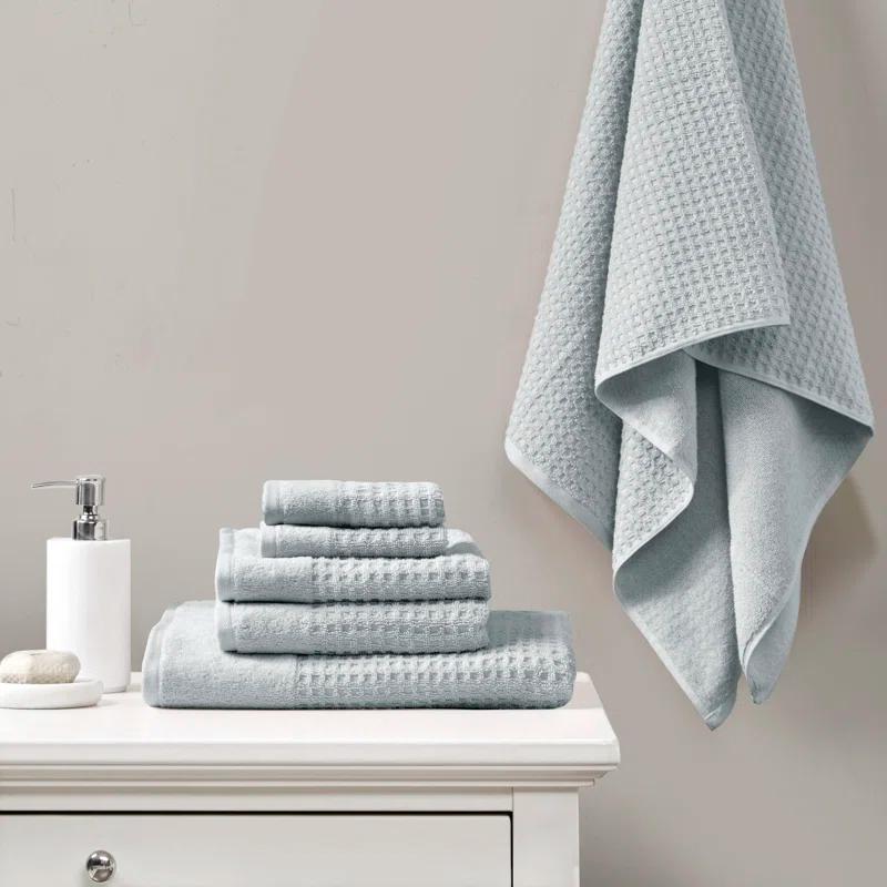 Madison Park Spa Waffle Cotton Jacquard Antimicrobial Bath Towel 6 Piece Set
