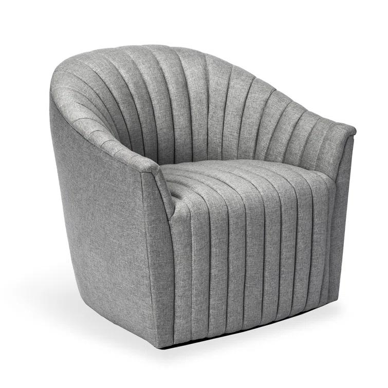 Channel Upholstered Swivel Barrel Chair