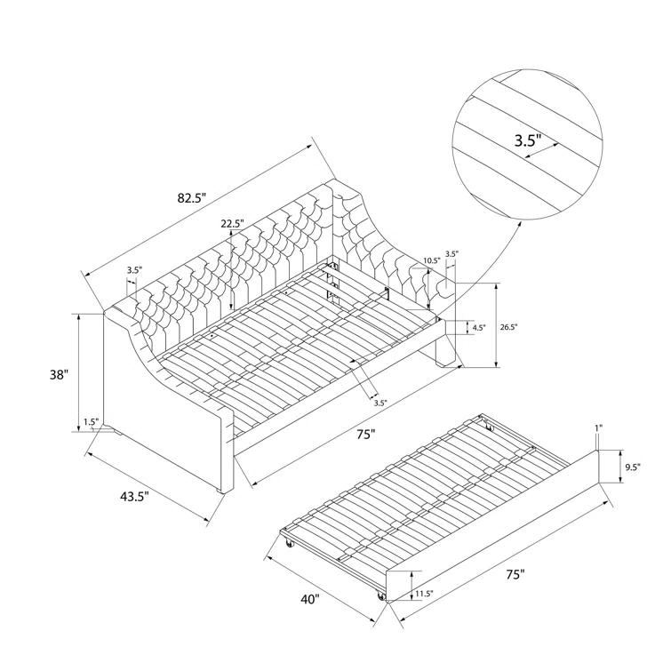 Max & Finn Monarch Hill Ambrosia Upholstered Daybed with Trundle