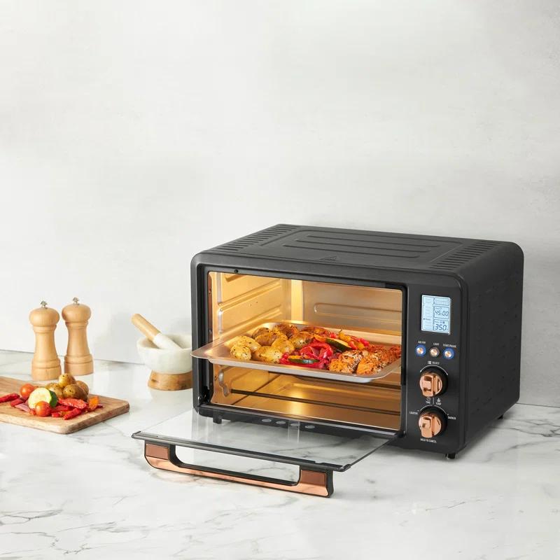 HADEN Haden Countertop 6 Slice Toaster Oven Air Fryer Combo for Kitchen, Black/Copper