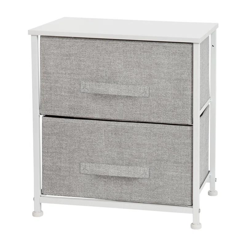 Flash Furniture Malone 2 Drawer Storage Stand with Wood Top & Fabric Pull Drawers