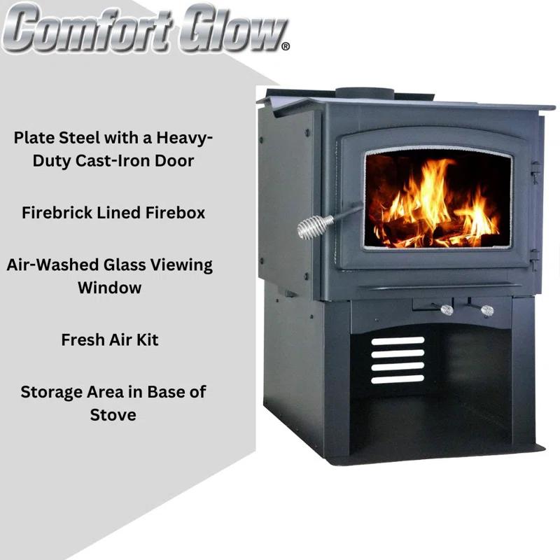 Comfort Glow Comfort Glow Wood Burning Stove, Heats Up To 3,200 Sq Ft, Fits 22" Log