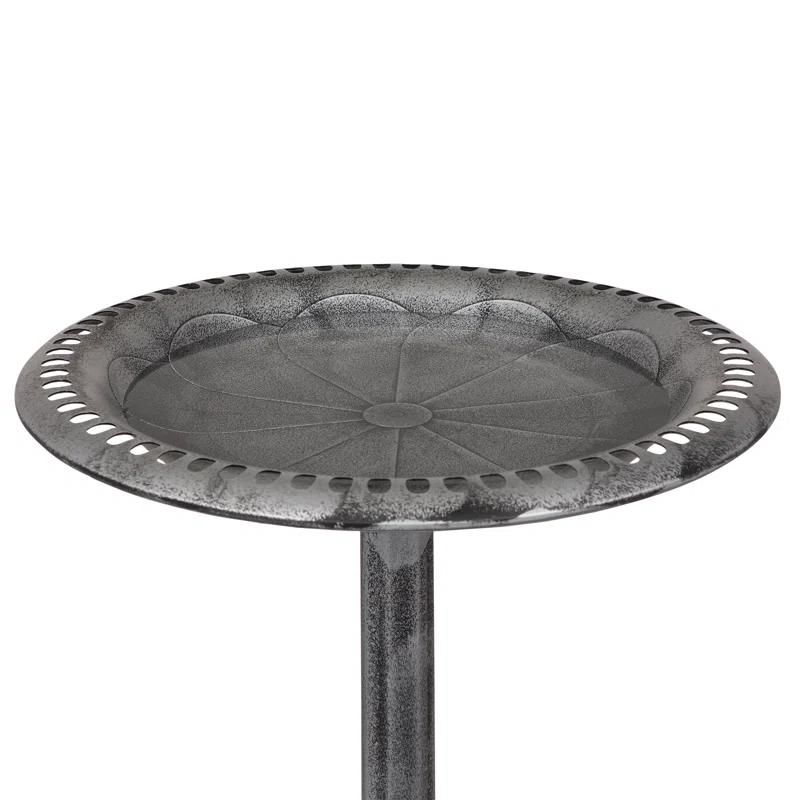 Alpine Pedestal Birdbath with Scrollwork Base and Stakes
