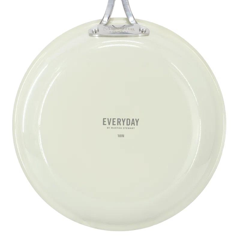 Martha Stewart Martha Stewart Everyday Charlemont 10 Inch Ceramic Nonstick Round Aluminum Frying Pan in Linen