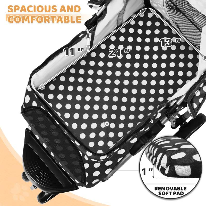 Pet Stroller Dog Cat Stroller Foldable Stroller With Adjustable Canopy
