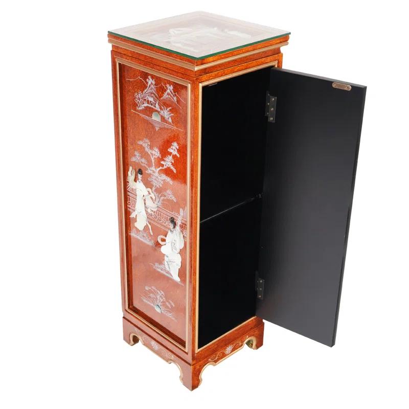 Bloomsbury Market Oriental lacquer Pedestal With Inlaid Mother of Pearl