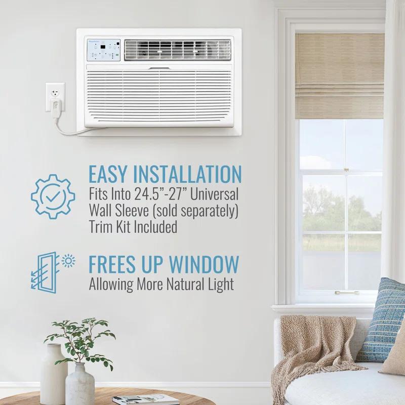 Keystone Keystone 10,000 BTU Wall Mounted Air Conditioner with Supplemental Heat and Dehumidifier Remote Control for Rooms up to 450 Sq.Ft., Quiet, High Efficiency AC