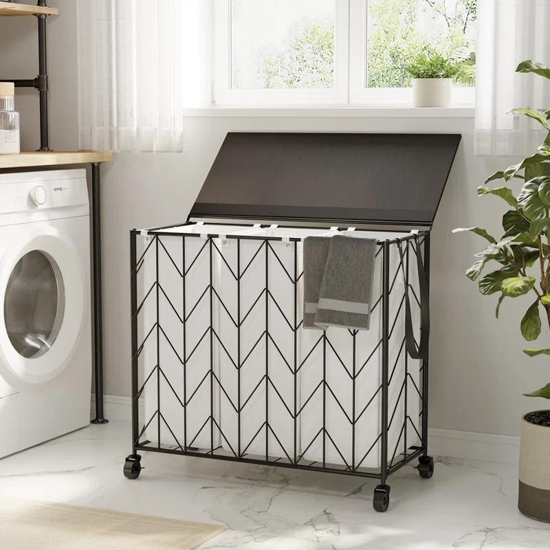BINNBOX 142L Laundry Hamper 3 Section with Lid