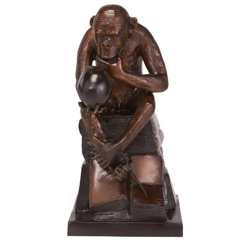 Design Toscano Darwin's Ape Thinker Cast Bronze Figurine