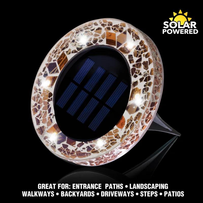 Bell + Howell Bell+howell Disk Lights Solar Ground Lights Mosaic Wireless Auto On/off Solar Pathway Garden Outdoor Lighting With 6 Led Bulbs For Lawn, Patio, Garden, Yard, Pathways Waterproof, 4 Pack - Blue & Reviews | Wayfair