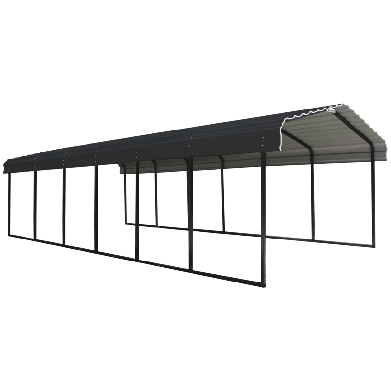 Arrow Steel Carport, Galvanized Black/Charcoal