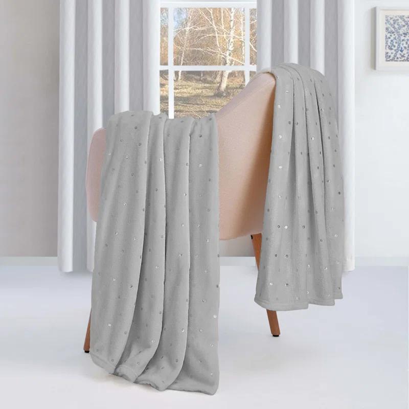 Superior Superior Polka Dots or Solid Fleece Plush Blanket Medium Weight Fluffy Soft Decorative Bedding