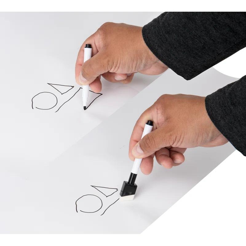 Mind Reader Adhesive Dry Erase Whiteboard Roll, 2 Dry Erase Markers, Planner, Office, 24 inches wide x 10 feet long | Wayfair
