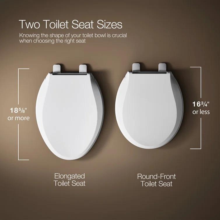 Elongated Toilet Seat, Slow Soft Close, Oval(Oblong) Toilet Seat For Elongated Toilets, Quiet-Close Lid And Seat, Easy To Install And Clean, Never Loosen, Black(18.5)