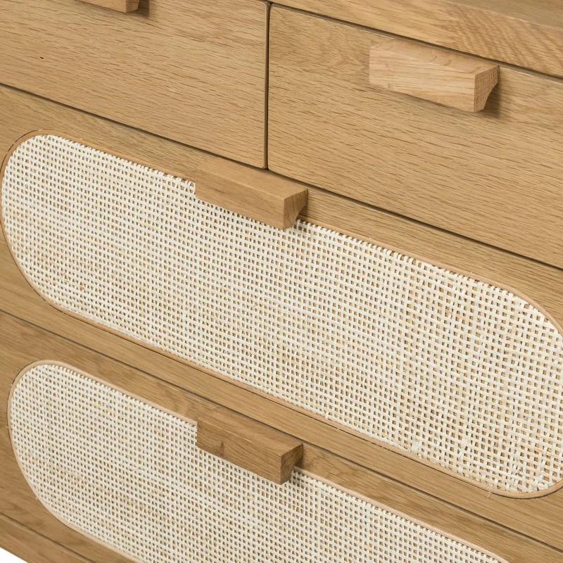 Alder Cane Paned 8-Drawer Dresser