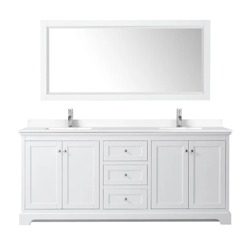 Wyndham Collection Avery 80'' Double Bathroom Vanity with Marble Top with Mirror