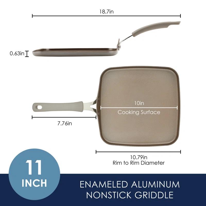 Rachael Ray Rachael Ray Cook + Create Aluminum Nonstick Square Stovetop Griddle Pan, 11-Inch