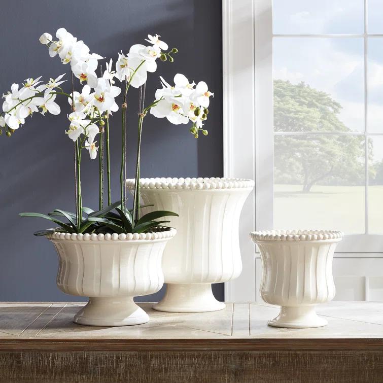Elegant White Faux Orchid in Root Ball, 31"
