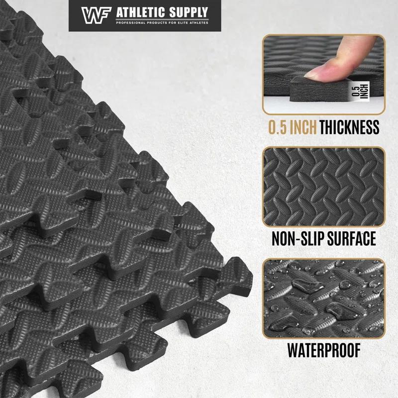 CAP Interlocking Exercise Foam Mats, 24 SQ.FT Diamond, TATAMI, T-Pattern 1/2-Inch Thickness Tiles
