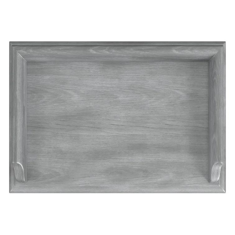 Gray Poplar Wood End Table with Storage