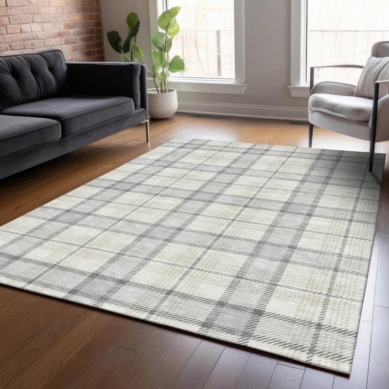 Machine Washable Indoor/Outdoor Chayden ACN1052 Silver Rug