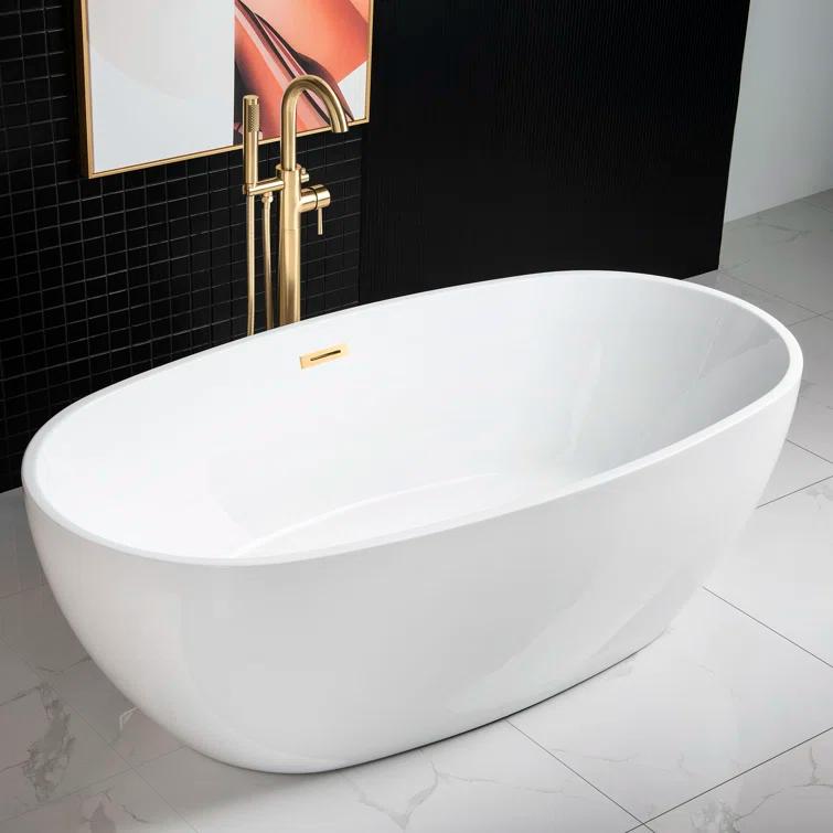 67" x 32" Freestanding Soaking Acrylic Bathtub