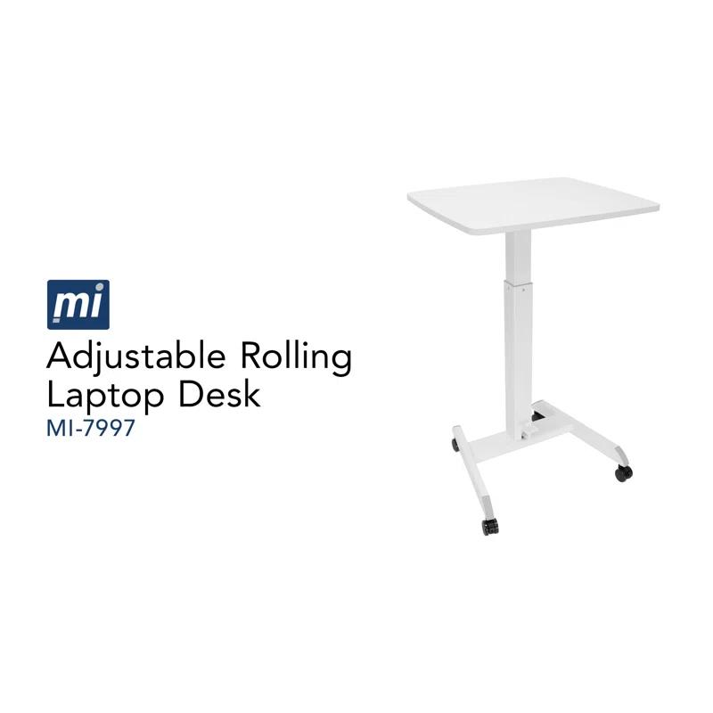Mount-it Mount-It! Adjustable Rolling Laptop Desk w/ Wheels, Standing Mobile Workstation Cart w/ Spring Lift