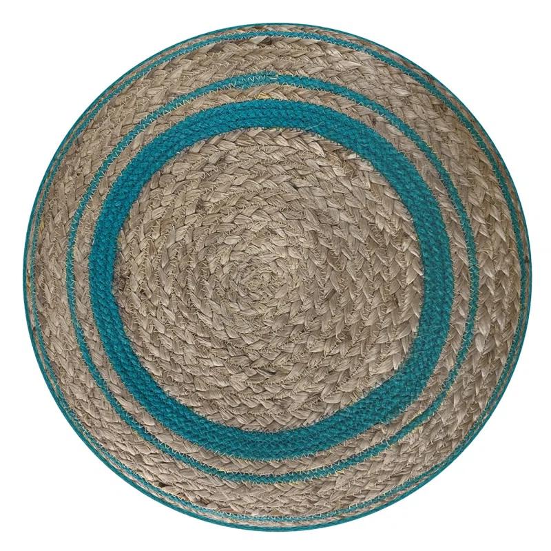 Simpli Home Serena 18"W Handcrafted Jute and Cotton Round Braided Pouf
