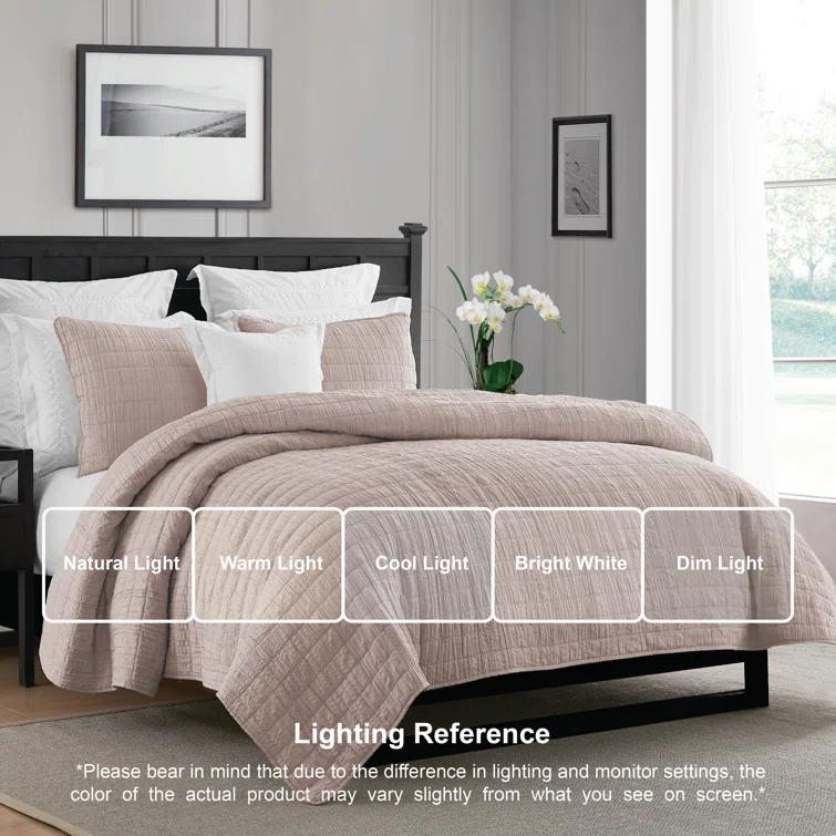 Swift Home Ultra Soft Crinkle Washed Microfiber 3-Piece Quilt Set