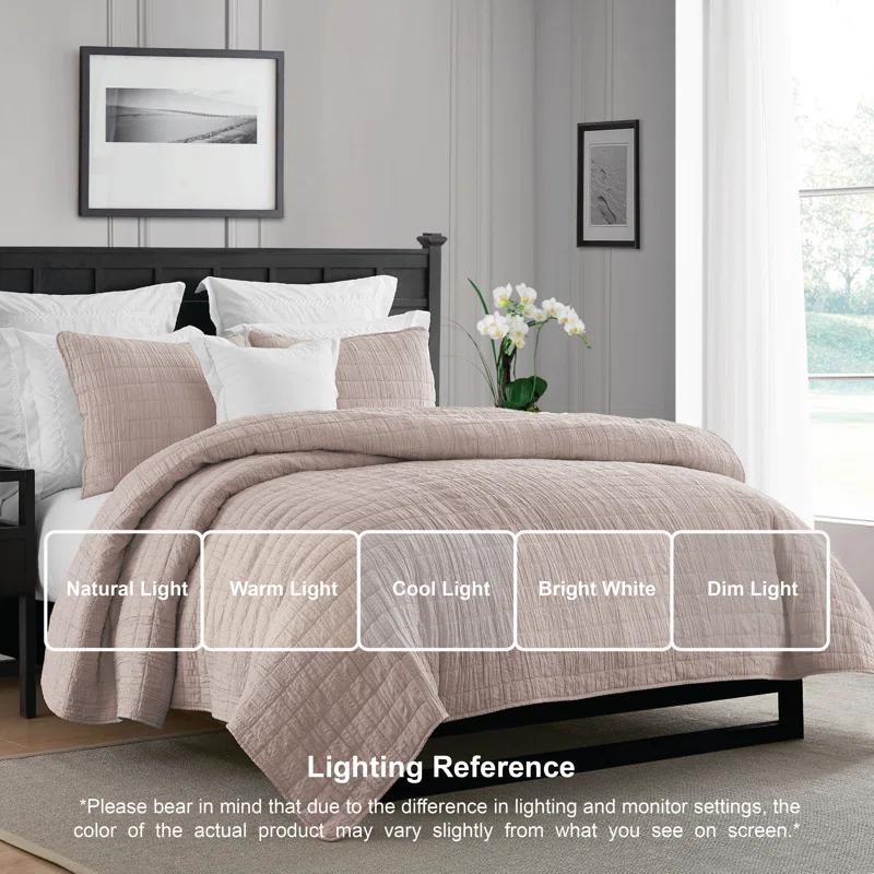 Swift Home Ultra Soft Crinkle Washed Microfiber 3-Piece Quilt Set