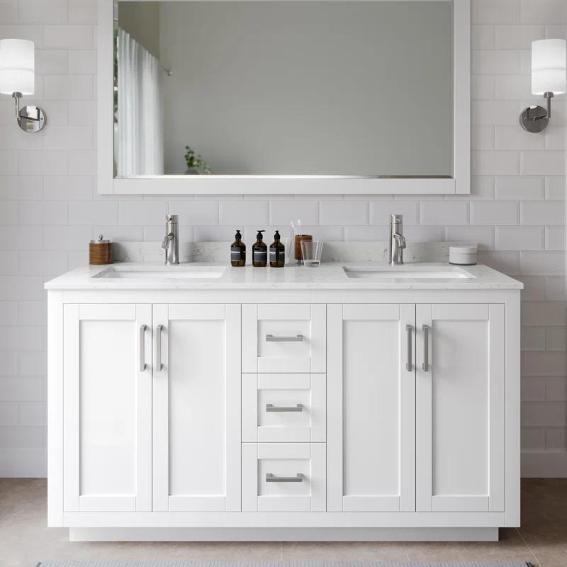 Wyndham Collection Miranda 60" Freestanding Double Bathroom Vanity with Cultured Marble Top