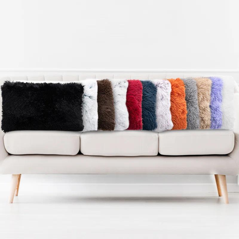 Cheer Collection Cheer Collection Shaggy Hair Decorative Throw Pillows (Set of 2)