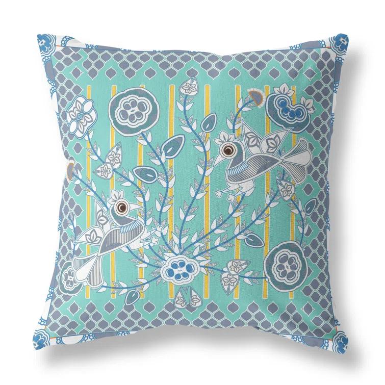 AmritaSen Floral Indoor/Outdoor Reversible Throw Pillow