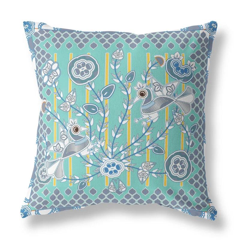 AmritaSen Floral Indoor/Outdoor Reversible Throw Pillow